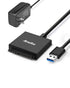 ANWIKE USB A to SATA Adapter, USB 3.0 to Hard Drive Adapter Cable Converter Compatible 2.5/3.5 inch Hard Drive Disk SSD HDD Support UASP SATA with 12V 2A Power Adapter