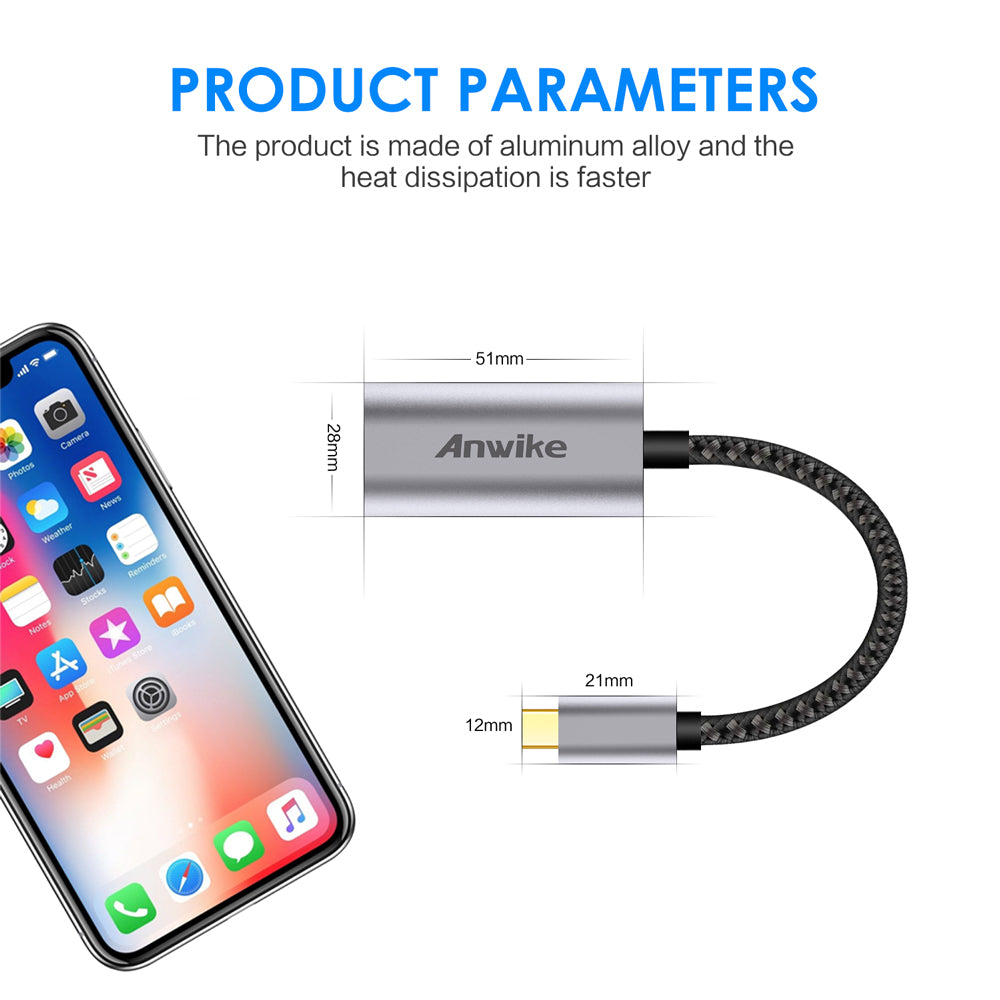 USB-C to Mini DisplayPort Adapter 4K, ANWIKE USB 3.1 Type C (Thunderbolt 3 compatible) to Mini DP Adapter (DP Alt Mode) Compatible MBP 2016/2017/2018(Gray)
